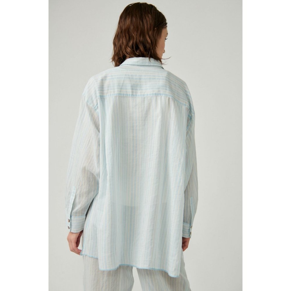 🎉LAST CHANCE🎉 FREE PEOPLE Sleep Mode Pajama Shirt / Blue Combo - Picture 4 of 7